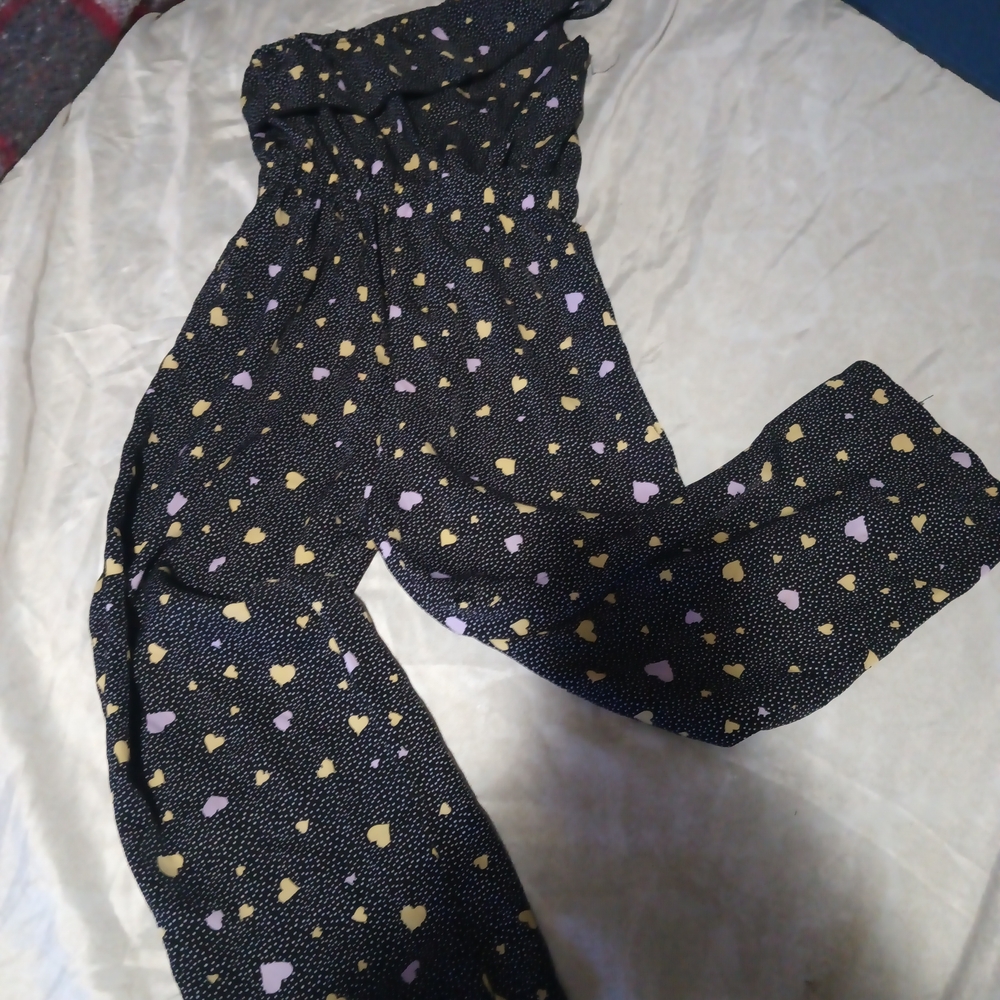 Stylish Black Heart Print Jumpsuit